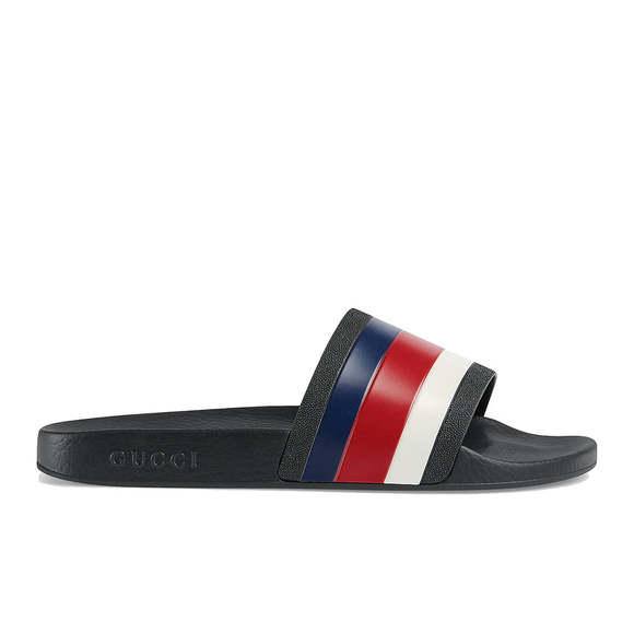 Gucci Other - Gucci Men's Web Pursuit Rubber Pool Slide in Black Red Blue